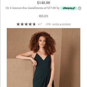 BHLDN Caron Dress in Dark Emerald Size 4